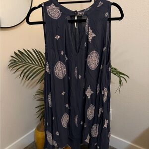 Navy Sleeveless Boho Print Tunic by FREE PEOPLE
